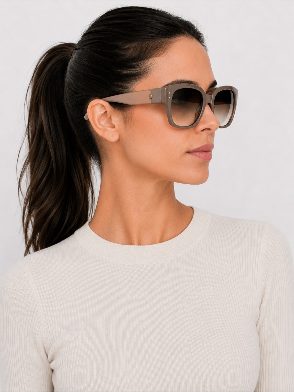 Moncler Two-Tone Gradient Wayfarer Sunglasses Grey/Nude